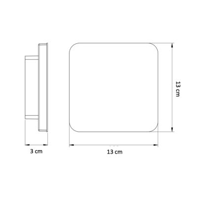 Applique LED carrée bords arrondis minimaliste noire - Eporedia