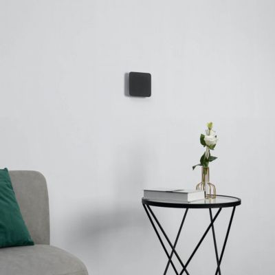 Applique LED carrée bords arrondis minimaliste noire - Eporedia