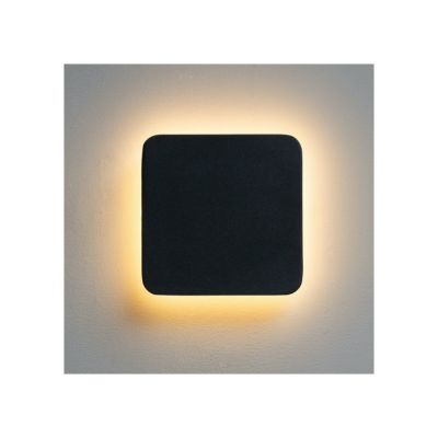 Applique LED carrée bords arrondis minimaliste noire - Eporedia