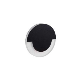 Applique LED escalier Rond 70mm 0,8W DC12V Noir SOLA - Blanc Chaud 3000K