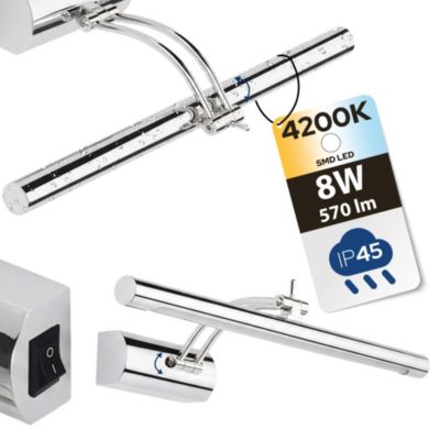 Applique LED pour salle de bain au-dessus du miroir 8W, 570 lm, 4200K, IP45, chrome, ANKA-8