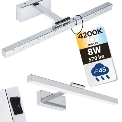 Applique LED pour salle de bain au-dessus du miroir 8W, 570 lm, 4200K, IP45, chrome, KARTAL-8