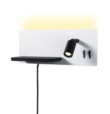 Applique LED Serra USB C 2700K 520lm / 180lm 230V 5,5W / 2,6W gradable Blanc dépoli, Noir mat