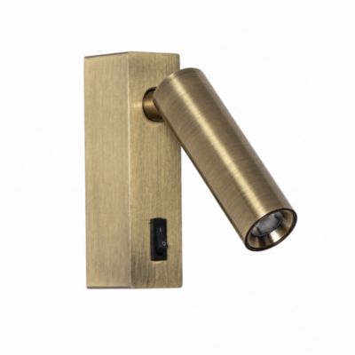 Applique liseuse LED 2W 3000K en métal bronze, spot orientable avec interrupteur, montage mural intérieur