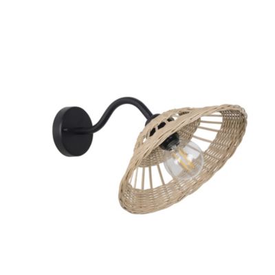 Applique métal et rotin naturel E27 15W IP44 Esterel L.30 x l.420 x H.24 x P.42 cm