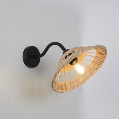 Applique métal et rotin naturel E27 15W IP44 Esterel L.30 x l.420 x H.24 x P.42 cm
