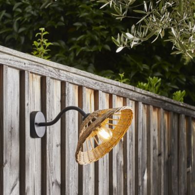 Applique métal et rotin naturel E27 15W IP44 Esterel L.30 x l.420 x H.24 x P.42 cm