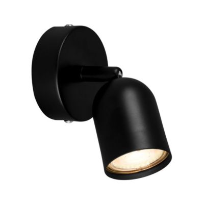 Applique murale 1 spot orientable - GU10 max 9W - IP20 - Noir mat - D.80mm - Briloner
