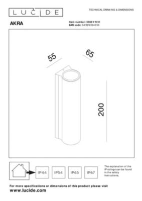 Applique murale AKRA en aluminium avec LED intégré - Blanc - Lucide