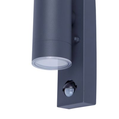 Applique murale bidirectionnelle avec détecteur de mouvement Candiac LED intégrée 760lm 9W IP44 GoodHome gris anthracite