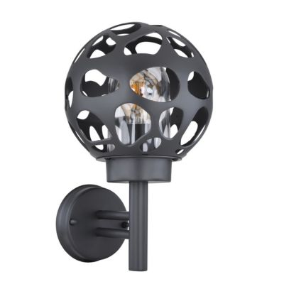 Applique murale d'extérieur ronde en inox Noir, L. 21 x l. 20 x H. 32.7 cm