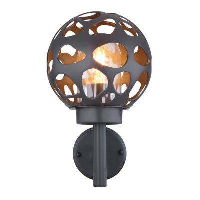 Applique murale d'extérieur ronde en inox Noir, L. 21 x l. 20 x H. 32.7 cm