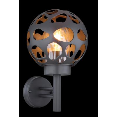 Applique murale d'extérieur ronde en inox Noir, L. 21 x l. 20 x H. 32.7 cm