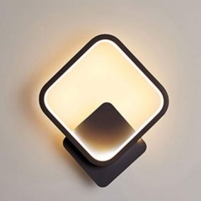 Applique murale d'intérieur LED carrée 12 W Blanc chaud 3000 K Applique murale moderne pour escalier Chambre Salon Couloir Noir