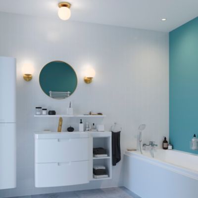 Applique murale de salle de bain Dorres E14 40W IP44 GoodHome or