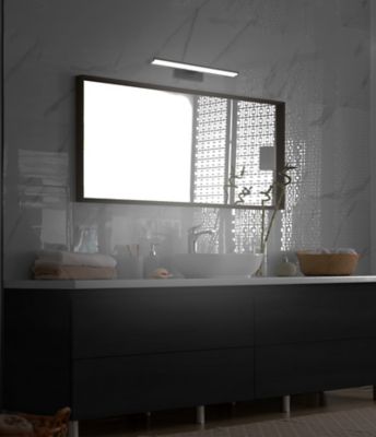 Applique miroir salle de bain Pandella acier chrome 40 x 600 mm LED incl.  11W 4000K IP44 - EGLO - Mr Bricolage