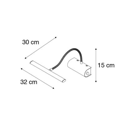 Applique murale design noire 32 cm avec LED et variateur - Tableau