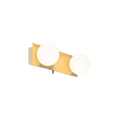 Applique murale dorée 28 cm IP44 2 lumières avec interrupteur - Cederic