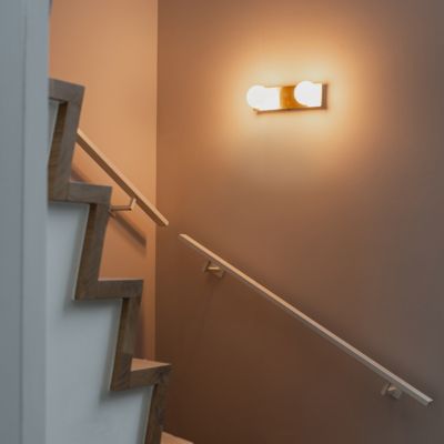 Applique murale dorée 28 cm IP44 2 lumières avec interrupteur - Cederic
