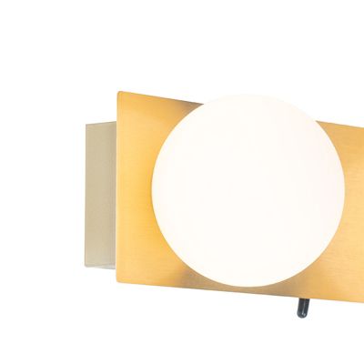 Applique murale dorée 28 cm IP44 2 lumières avec interrupteur - Cederic