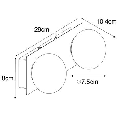Applique murale dorée 28 cm IP44 2 lumières avec interrupteur - Cederic