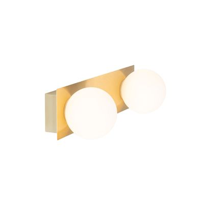 Applique murale dorée 28 cm IP44 2 lumières avec interrupteur - Cederic