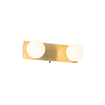 Applique murale dorée 28 cm IP44 2 lumières avec interrupteur - Cederic