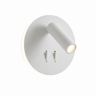 Applique Murale en Aluminium Blanc avec Projecteur de Lecture 3W et Lumière Ambiante à l'Arrière 6W avec Interrupteurs