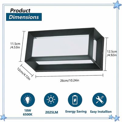 Lampe Murale Extérieure,IP65 Étanchéité Applique Murales Illumination Led 18w 708480