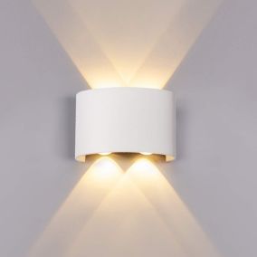 Applique murale extérieure/intérieure 12W 4LEDs étanche IP65, blanc chaud 2800K, design moderne haut et bas, aluminium