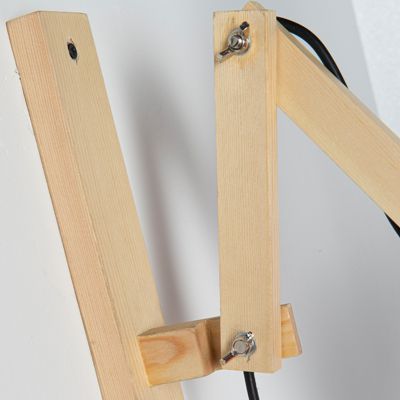 Applique murale extensible en bois avec abat-jour en tissu rouge