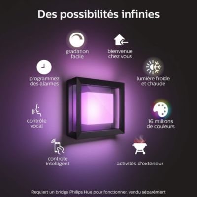 Applique murale extérieur Econic Philips Hue IP44 1150lm 45 x 11,5 cm noir