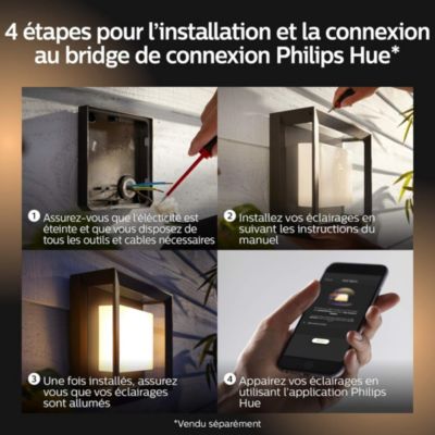 Applique murale extérieur Econic Philips Hue IP44 1150lm 45 x 11,5 cm noir