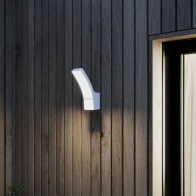 Applique murale extérieur LED intégrée Gambell 1600lm 10W IP44 blanc chaud l.8 x H.24 cm GoodHome blanc