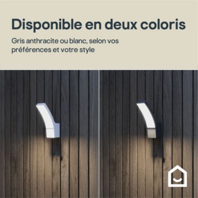 Applique murale extérieur LED intégrée Gambell 1600lm 10W IP44 blanc chaud l.8 x H.24 cm GoodHome blanc