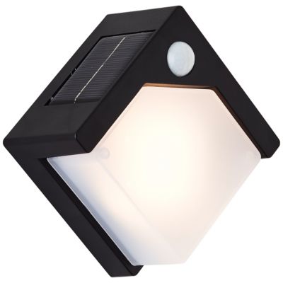 Applique murale extérieur solaire à détection LED intégrée Camino 2W 300lm IP44 blanc froid l.13,5 x H.6,3 cm noir