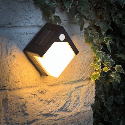 Applique murale extérieur solaire à détection LED intégrée Camino 2W 300lm IP44 blanc froid l.13,5 x H.6,3 cm noir