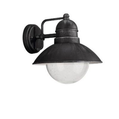 Applique Murale Extérieur Fer Forgé Avec Plat Blanc Émaillé À Feu