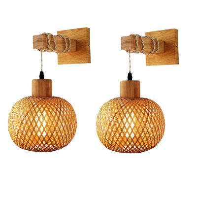 Applique murale lanterne en bambou, 2 pièces, en rotin naturel, en osier, e26, décoration de chambre, Ampoule non incluse