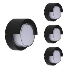 Applique Murale LED 15W Noire Ronde IP65 avec Cache (Pack de 4) - Blanc Chaud 2300K - 3500K - SILAMP