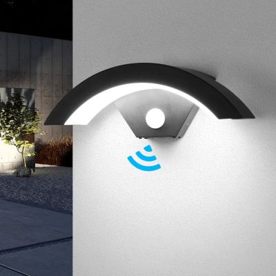 Applique murale LED en aluminium avec détecteur de mouvement pour intérieur/extérieur, 24 W, étanche IP65, lumière blanche 6000 K