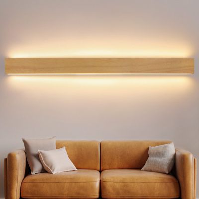 Applique murale LED NETTLIFE en bois - 100 cm 36 W - Lampe de couloir moderne - Blanc chaud 3 000 K - Pour salon, chambre
