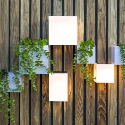 Applique murale LED solaire Wally IP65 blanc l.12 x L.12 cm