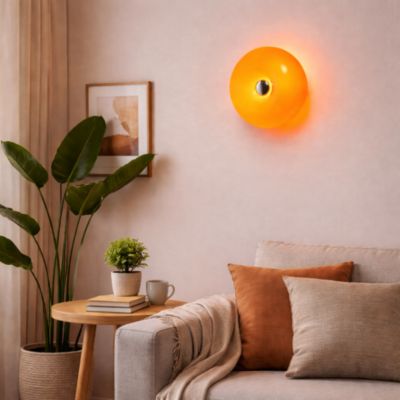 Applique murale LED verre orange donut 30 cm 12W design moderne