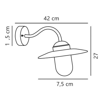 Applique murale LUXEMBOURG  Cuivre Cuivre, H.27 - IP54 - E27 /Nordlux Extérieur