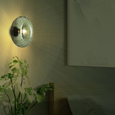 Applique murale métal et verre vert E27 Ø28cm Brilliant, Nevil