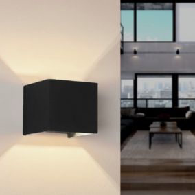 Applique Murale Noire Design LED 12W IP54 Carré - Blanc Chaud 2300K - 3500K - SILAMP