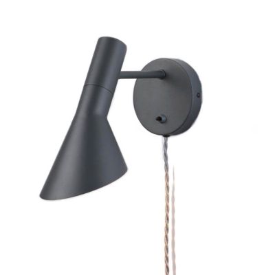 Applique Murale Pivotante avec Câble Prise et Interrupteur Oslo - Design Contemporain et Élégant E27 Métal Gris