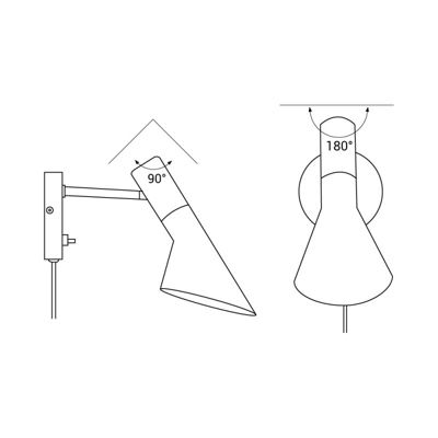 Applique Murale Pivotante avec Câble Prise et Interrupteur Oslo - Design Contemporain et Élégant E27 Métal Gris