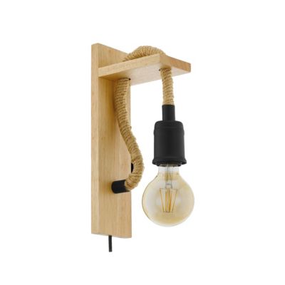 Applique murale Rampside E27 IP20 40W L.13,5xl.8xH.30cm bois Eglo